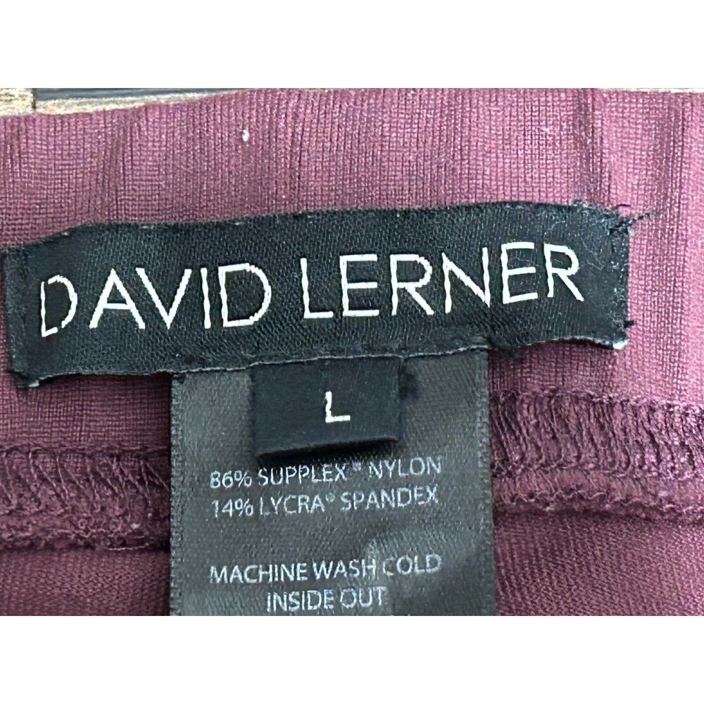 David Lerner Moto Leggings L‎ Burgundy Oxblood Stretch Zip Ankle Made in USA - Picture 7 of 12